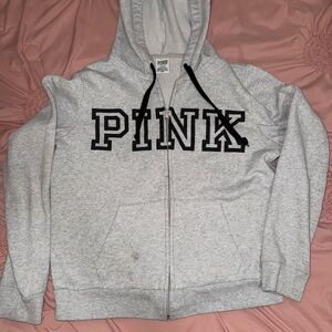Gray PINK Zip-Up Hoodie size M